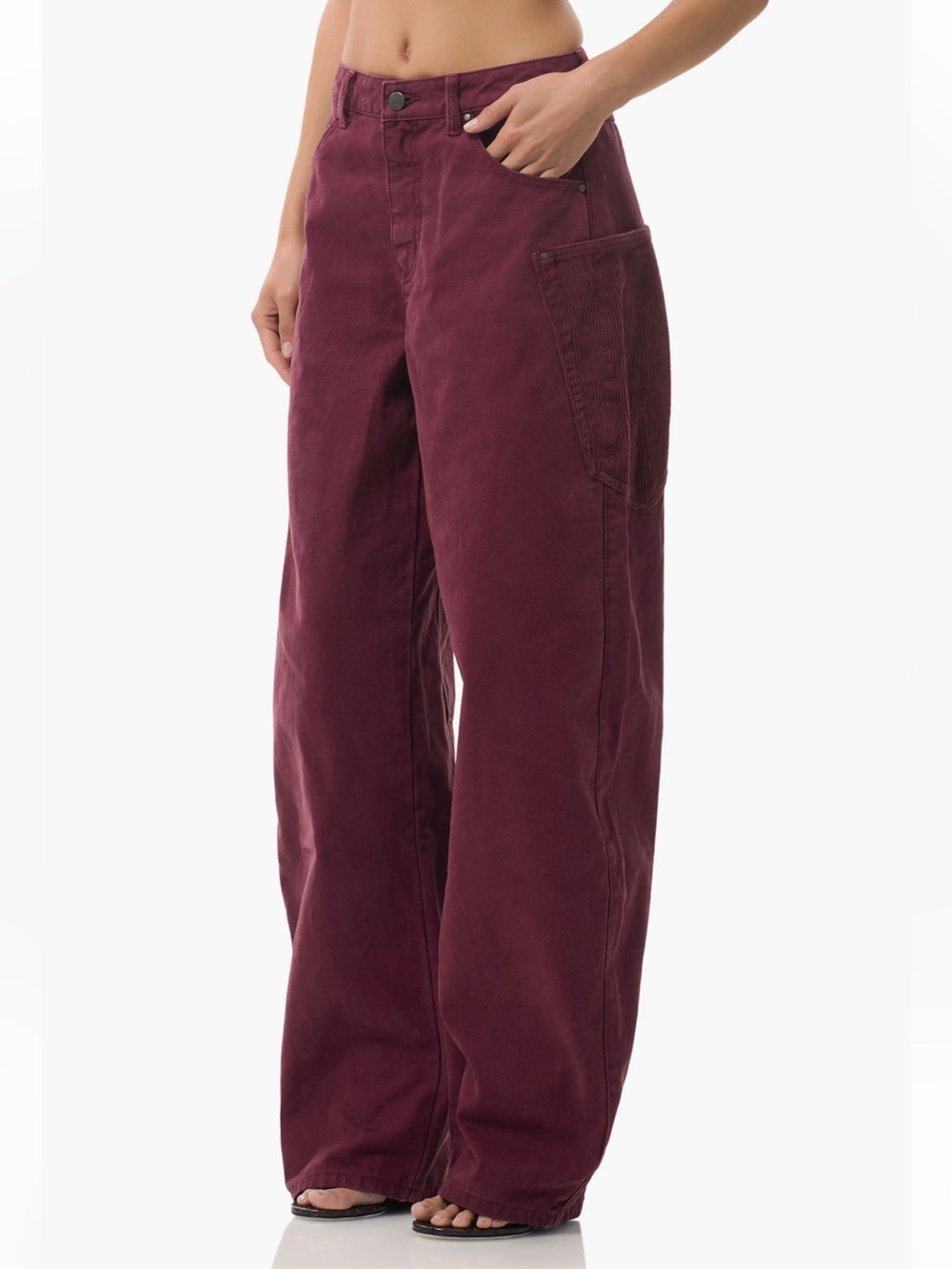 AFRM Bexley Corduroy Pocket Barrel Leg Jeans